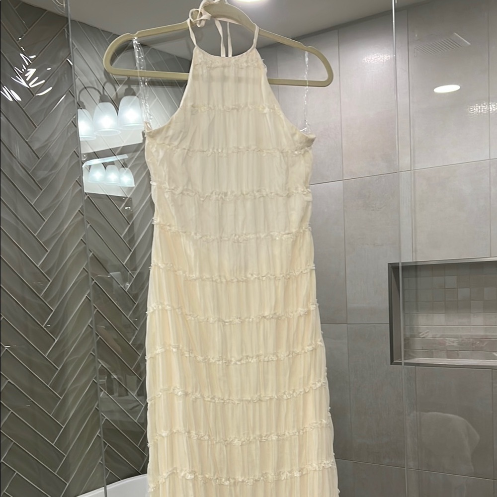 Peppermayo Elegant Cream Halter Dress